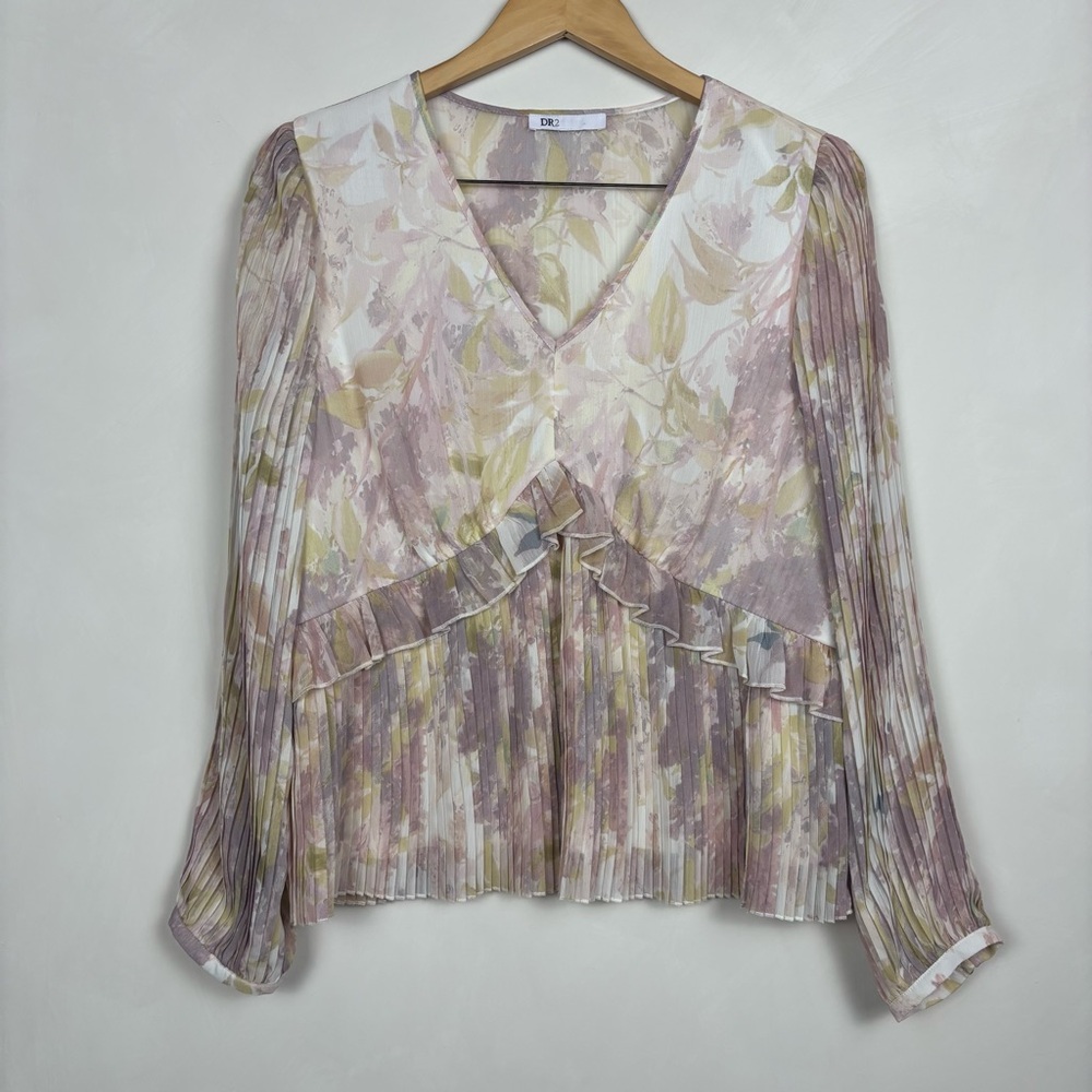 DR2 Ruffled Babydoll Top women's Sz L/XL Pleated Coquette Cottagecore Fairycore - Picture 9 of 13